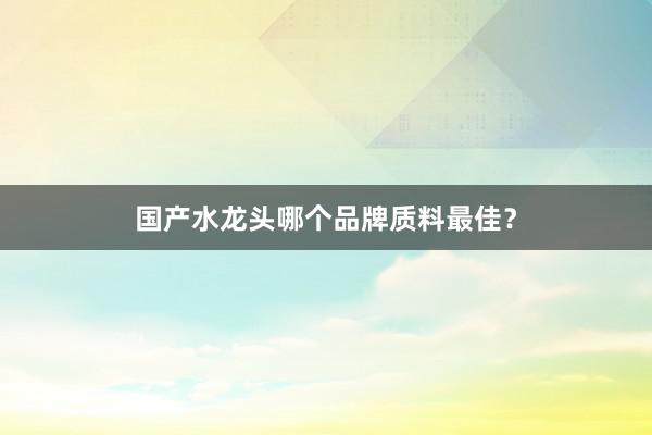 国产水龙头哪个品牌质料最佳？
